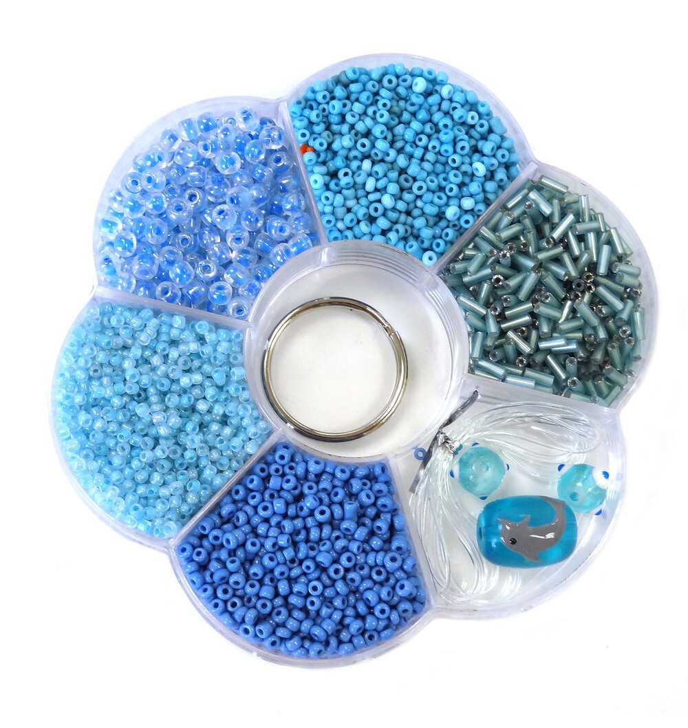 4316 Jewelry Making DIY Beads Set, Medium, Ocean Blue